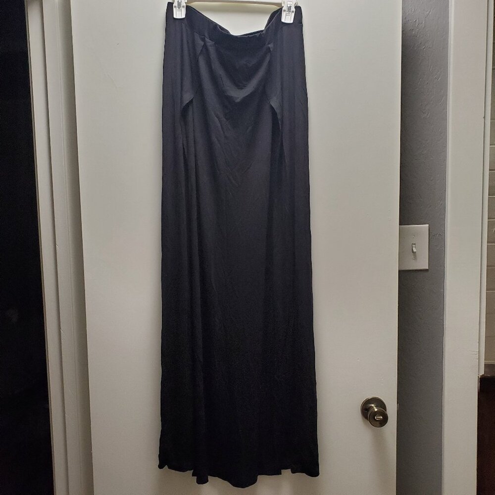 XXL, black, double slit, maxi skirt